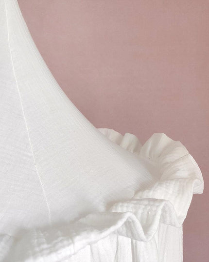 Whimsical Muslin Cotton Hanging Canopy with Frills for Kids' Dreamy Playtime Retreat