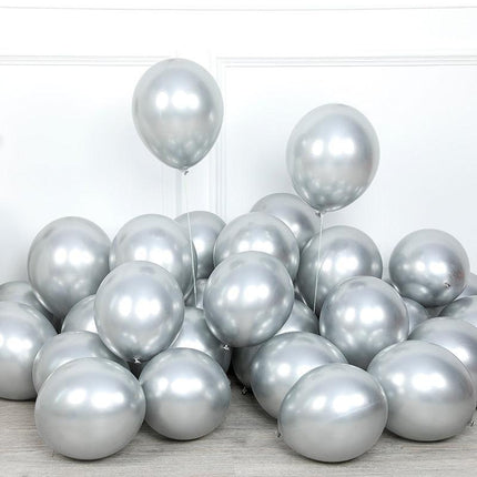 Elegant Chrome Metallic Latex Balloon Set - 50 Pieces for Celebratory Events