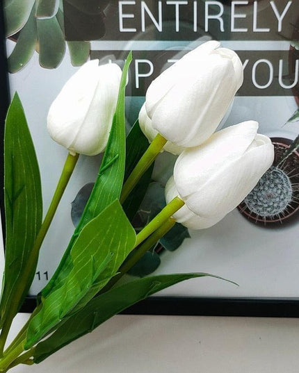 Luxurious Hot Pink Tulip Arrangement: Realistic Touch Flower Stems