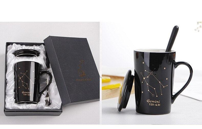 Starry Sips: New Bone China Zodiac Ceramic Mug with Real Gold Accents