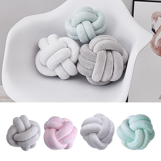 Soft Plush Hand-Woven Green Knot Cushion for Cozy Living Room