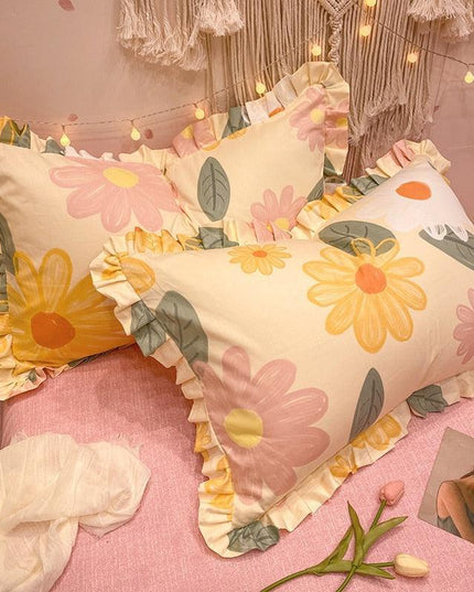 Chic Botanical Cotton Pillowcase Duo for King-Sized Pillows