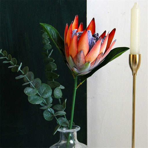 Opulent African Protea Cynaroides Silk Flower Branch - Deluxe Botanical Home Decor