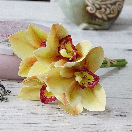 Luxurious White Orchid Silk Flower Arrangement - 4-Piece Set for Exquisite Home Styling