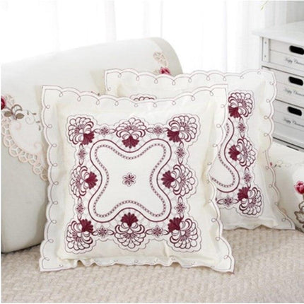 Chic Floral Embroidered Cushion Cover