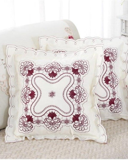 Chic Floral Embroidered Cushion Cover