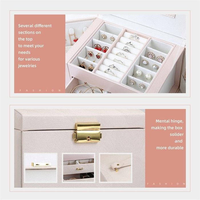 Stylish Girls' Travel Jewelry Organizer with Expandable Compartments and Mirror