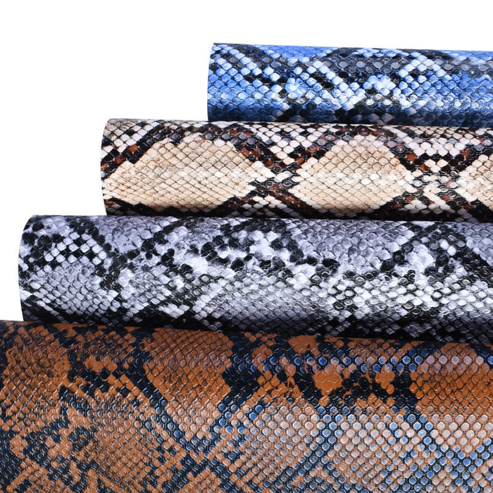 Sophisticated Snake Print PU Leather for Artisanal Handcrafted Bags - 25x34cm