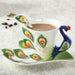 Peacock 3D Ceramic Tea Cup Set with Saucer Spoon - Elegant 200ml Drinkware Experience