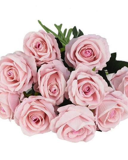 Luxurious 10-Piece Flannel Silk Rose Collection - Exquisite Floral Arrangement