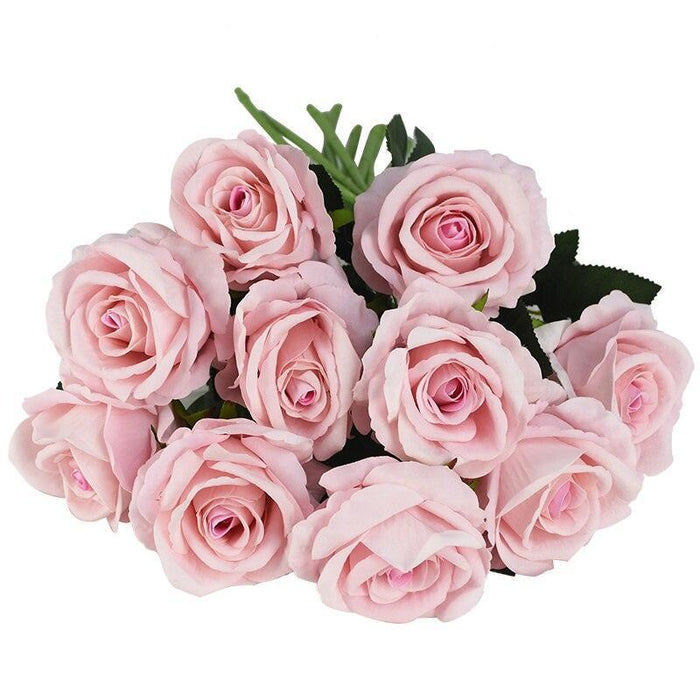 Elegant Bundle of Flannel Silk Roses - Set of 10