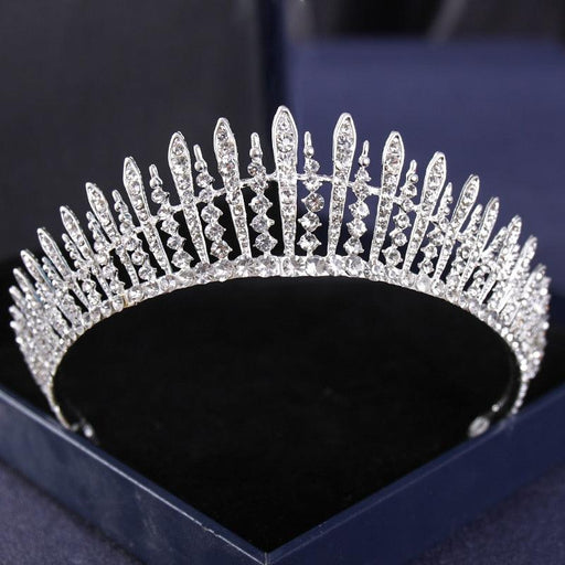 Silver Sparkle Crown Tiara - Exquisite Hair Accessory for Special Occasions