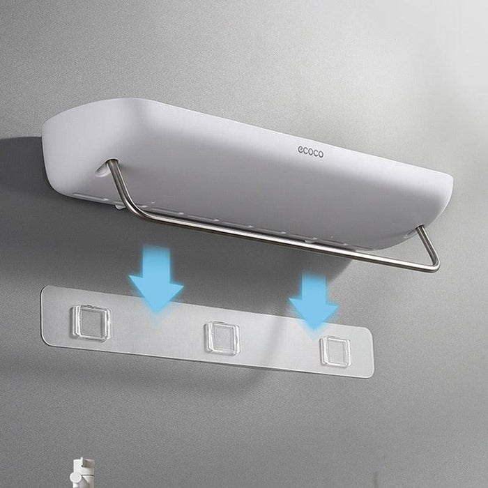 Space-Saving Punch-Free Bathroom Shelf Organizer | Shower Storage Rack with Towel Holder