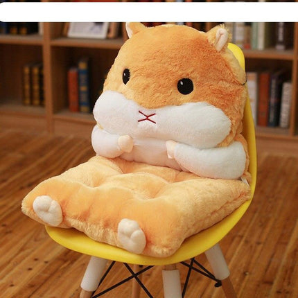 Charming Hamster-Themed Lumbar Support Pillow for Office Comfort