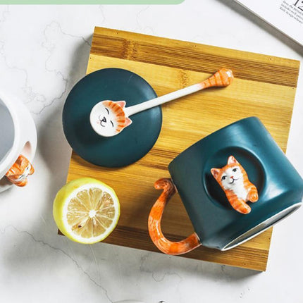 Charming Shiba Inu Akita Dog Ceramic Mug & Spoon Set - 420ml for Stylish Sipping