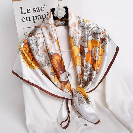 Elegant 90x90cm Silk-Feel Scarf for Women - Luxurious and Versatile Accessory