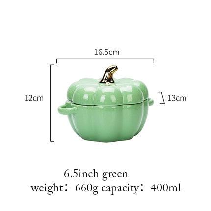 Ceramic Pumpkin Shape Serving Bowl Set - Versatile Kitchen Accessory for Salads and Cereals, 6.5-Inch