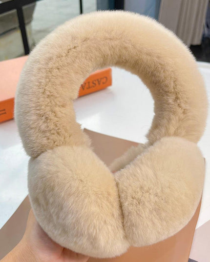 Rhinestone-Studded Luxurious Rex Rabbit Fur Ear Muffs: Chic Winter Essential for Women