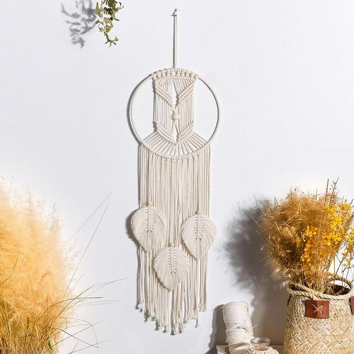 Enchanting Celestial Moon Macrame Dream Catcher - Eco-friendly Boho Charm