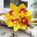 White Latex Orchid Artificial Flowers Bundle - Elegant Dining Table Centerpiece (4 Pieces)