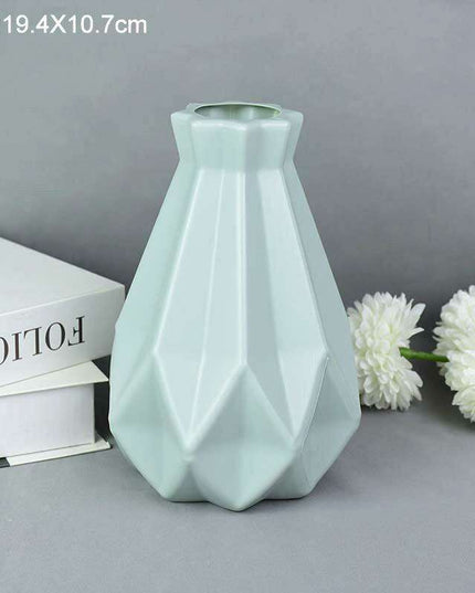 Contemporary Scandinavian Pink and White Plastic Floral Vase - Chic Home Accent