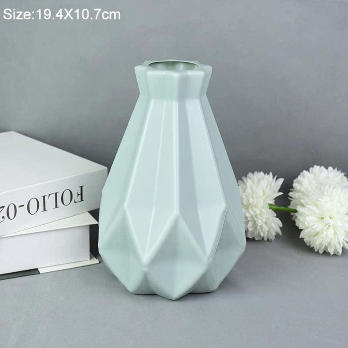Chic Nordic-Style White and Pink Plastic Vase Duo for Modern Home Decor
