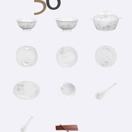 Elegant 56-Piece Jingdezhen Porcelain Dinnerware Collection