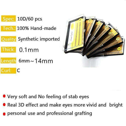 Essential 10D Synthetic Mink Eyelash Cluster Set - 60 Bundles for Captivating Eyes