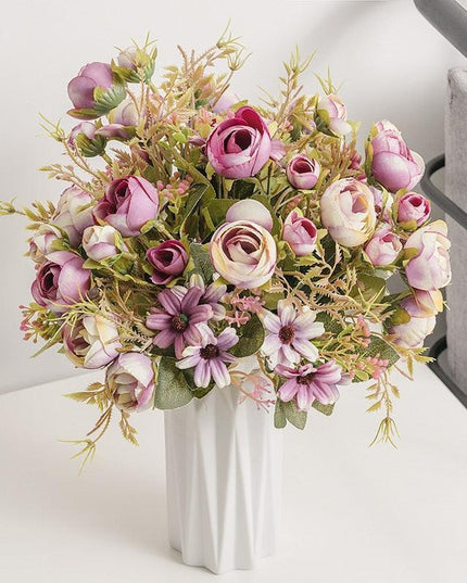 Chic Faux Pink Rose Arrangement - Effortless Home Style Upgrade