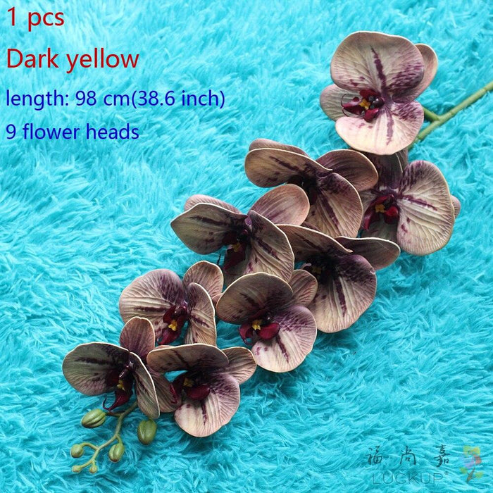 Elegant Latex Foam Orchid with 9 Flower Heads AI Moth Butterfly