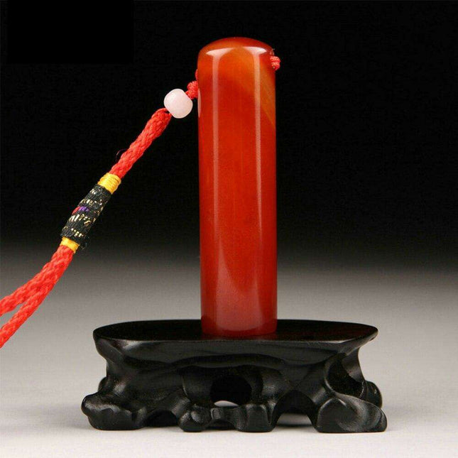Customizable Red Agate Jade Name Seal - 1.5CM Traditional Chinese Chop