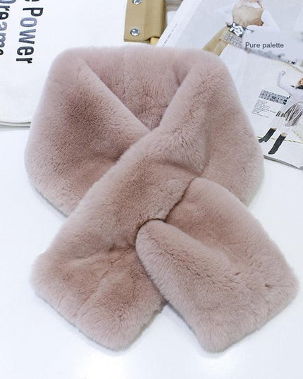 Exquisite Rex Rabbit Fur and Leather Korean Winter Wrap