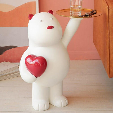 Whimsical White Bear Key Holder with Tray - A Stylish Addition to Your Home Decor