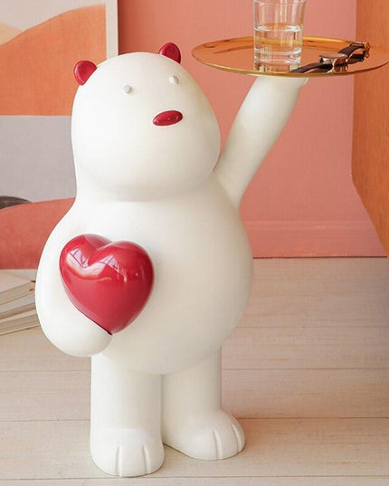 Whimsical White Bear Key Holder with Tray - A Stylish Addition to Your Home Decor