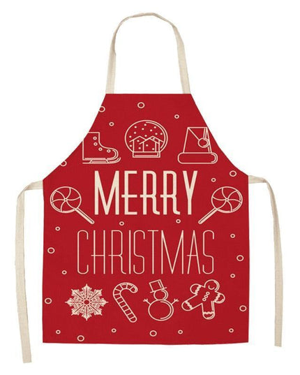 Merry Christmas Linen Cooking Apron - Essential Festive Attire & Gift Idea