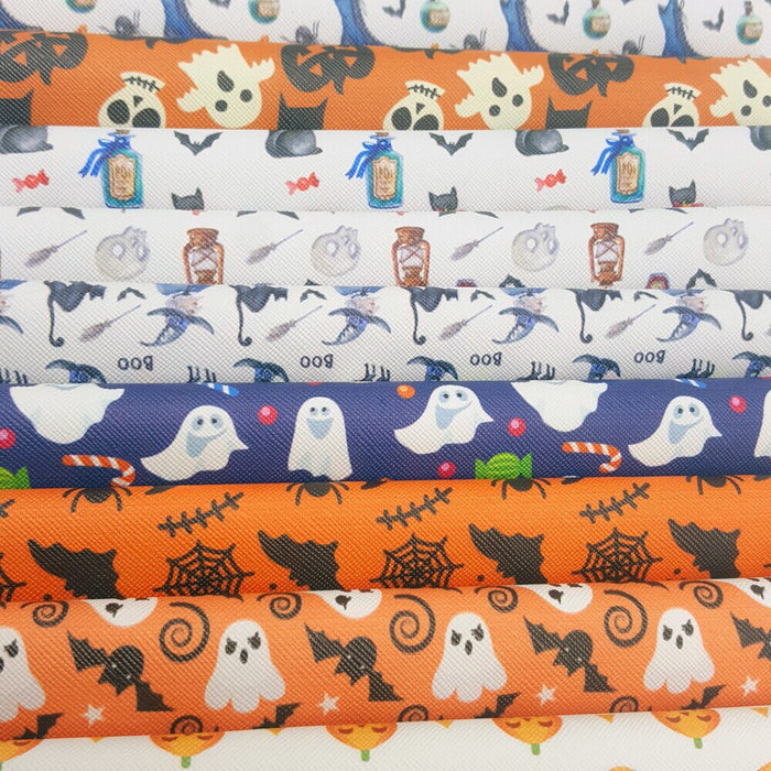 Enchanting Ghost-Printed Leather Fabric for Halloween Crafts