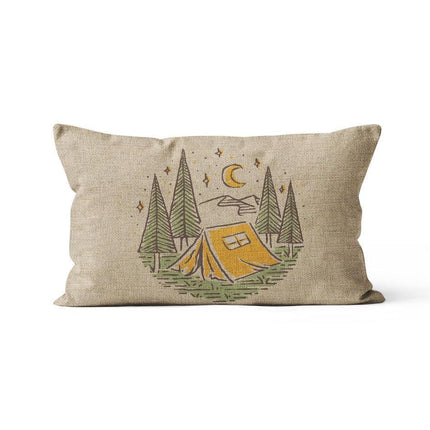 Charming Cartoon Camper Linen Throw Pillow Cover