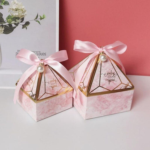 Exquisite Towering Gem Candy Box Set with Ribbon and Pearl