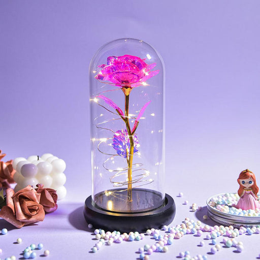 Galaxy Rose Forever Preserved Eternal Roses Flowers In Glass For Christmas Valentine Gifts-Home Décor›Flower & Plants›Everlasting & Preserved Fresh Flowers›Dried & Preserved Flora›Everlasting Flowers-Très Elite-Black Base-Pink-China-Très Elite