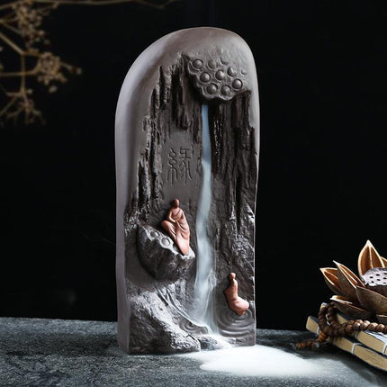 Zen Harmony Waterfall Incense Fountain - Handcrafted Ceramic Aromatherapy Decor