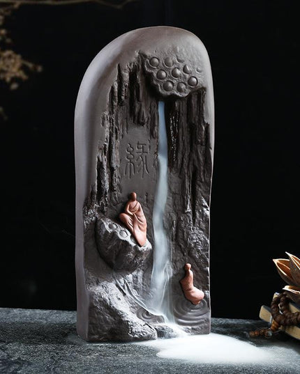 Zen Harmony Waterfall Incense Fountain - Handcrafted Ceramic Aromatherapy Decor