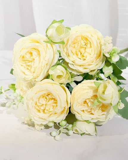 Stunning Lifelike Pink Peony Silk Floral Bouquet - Ideal for Weddings and Creative Projects