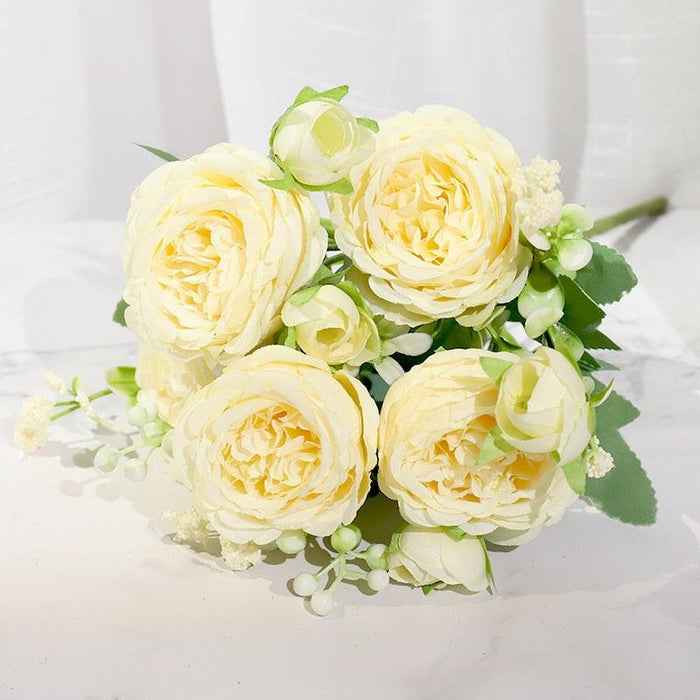 Stunning Lifelike Pink Peony Silk Floral Bouquet - Ideal for Weddings and Creative Projects