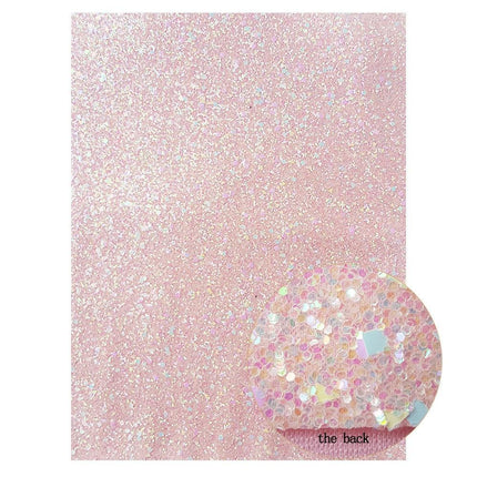 Sparkling Pink Holographic Heart Glitter Fabric - Premium Crafting Delight