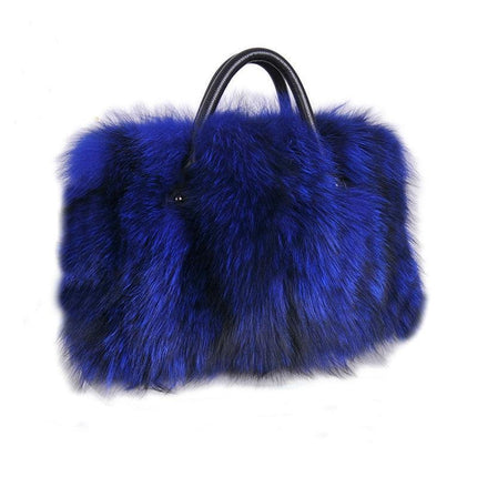 Elegant Silver Fox Fur and Cowhide Tote Bag - A Stylish Statement for Fashion-Forward Women
