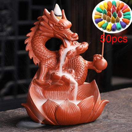 Tranquil Mountain River Backflow Incense Fountain with 100 Aromatic Cones