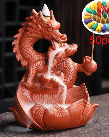 Tranquil Mountain River Backflow Incense Fountain with 100 Aromatic Cones
