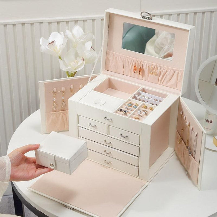 Elegant Dual-Purpose Jewelry Organizer and Makeup Storage Caddy