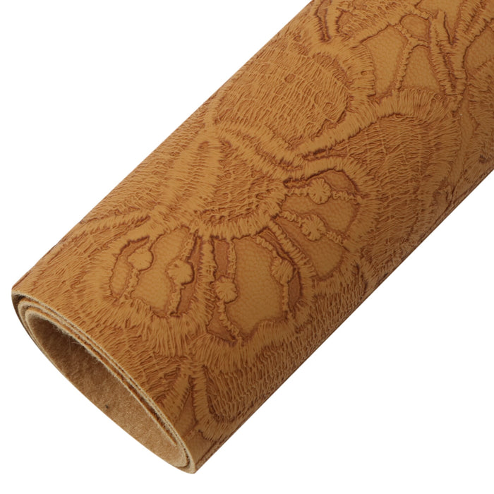 Floral Faux Leather Sheets with Textured Finish for Elegant Crafting