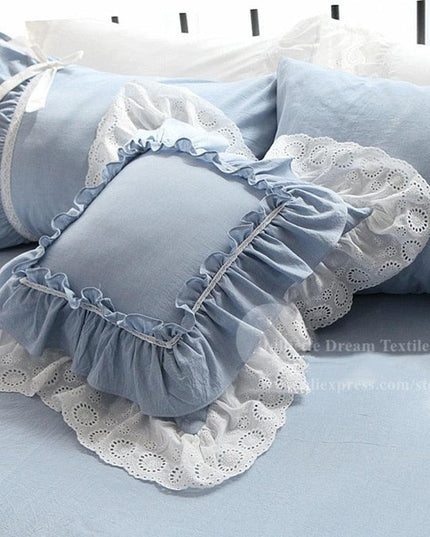 Chic Striped Ruffled Lace Pillowcase for Stylish Home Accents